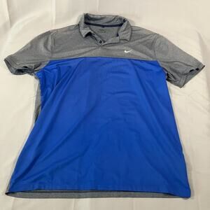Nike Golf Disney Men’s Large Polo Dri-FIT Shirt Blue Gray Mickey Mouse Fit Parks